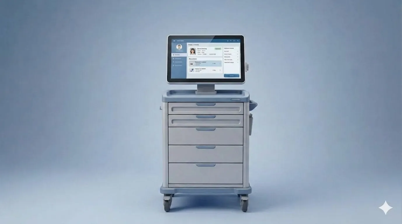 Estación de trabajo médica Argos con pantalla de control del paciente